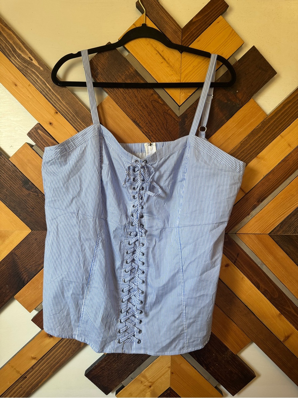 torrid Light Blue Striped Lace-Up Cami